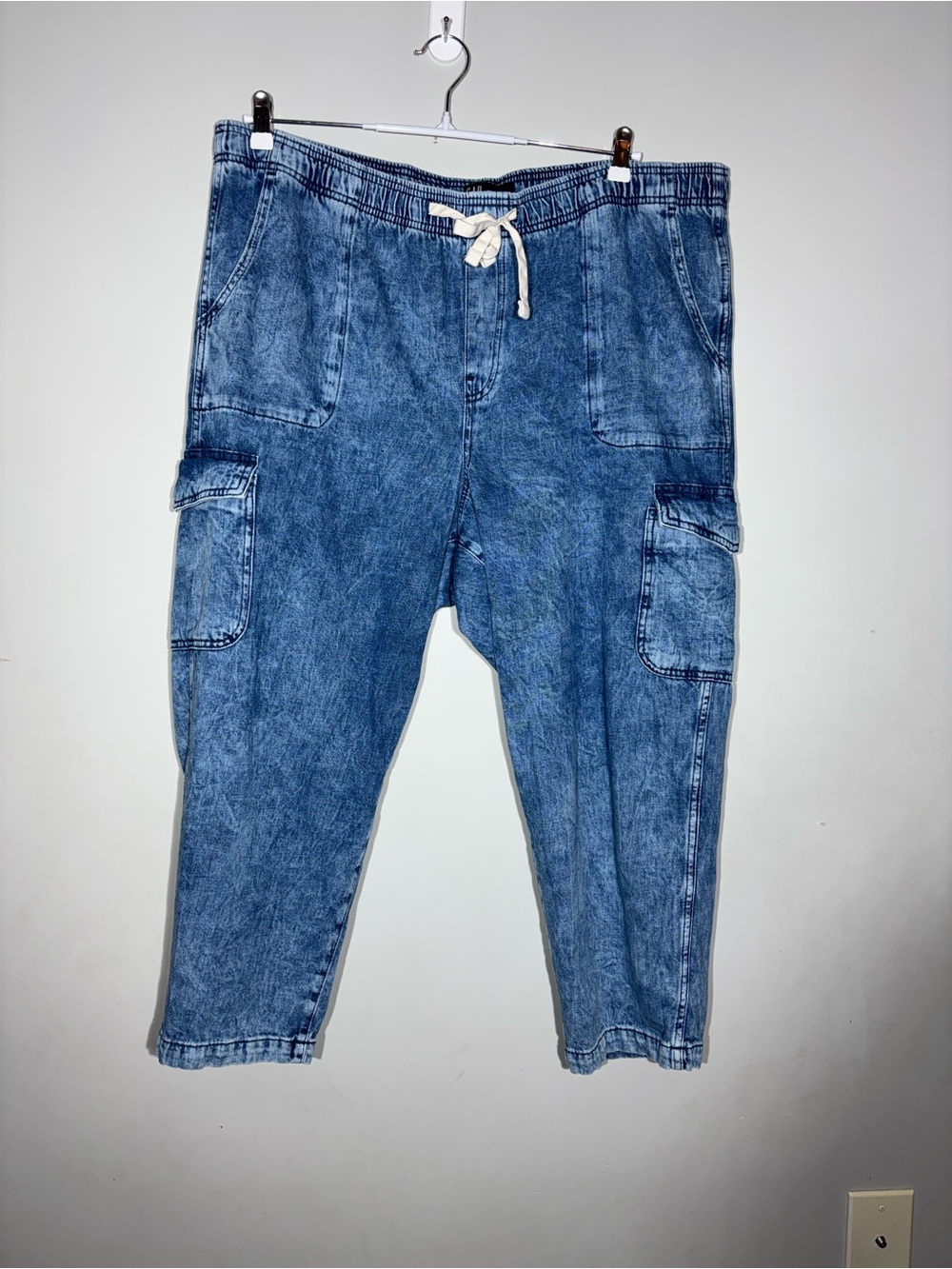 Gap Women's High Rise Cargo Easy Jeans Pull On Size XXL Blue Utility Coastal - Picture 2 of 5